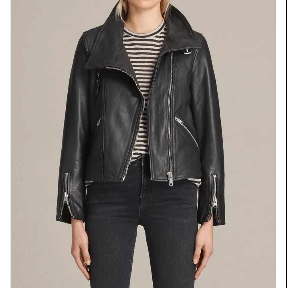 All saints leather jacket size 2 - Picture 1 of 6